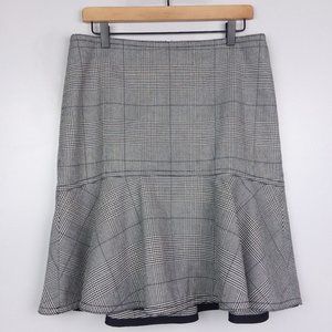 Ann Taylor Grey Glen Plaid Flounce Career Skirt